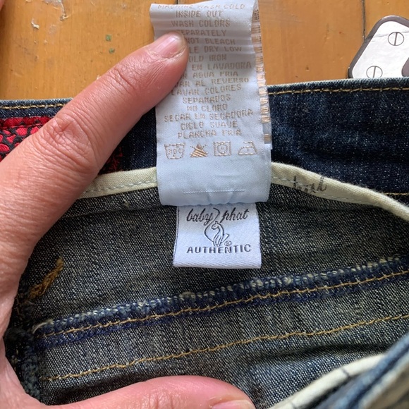 Vintage y2k baby phat nwt Embroidered Floral Blue flare
 Jeans low waisted boho - Picture 13 of 14